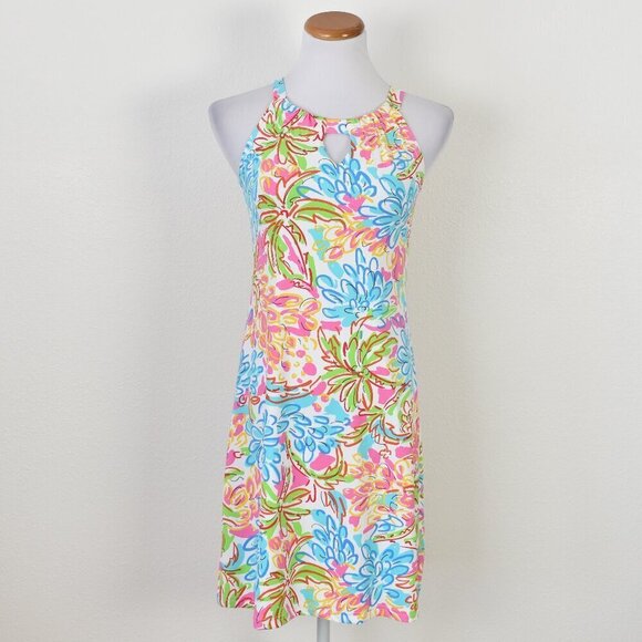 barbara gerwit Dresses & Skirts - Barbara Gerwit Floral Nylon Halter Keyhole Dress - S